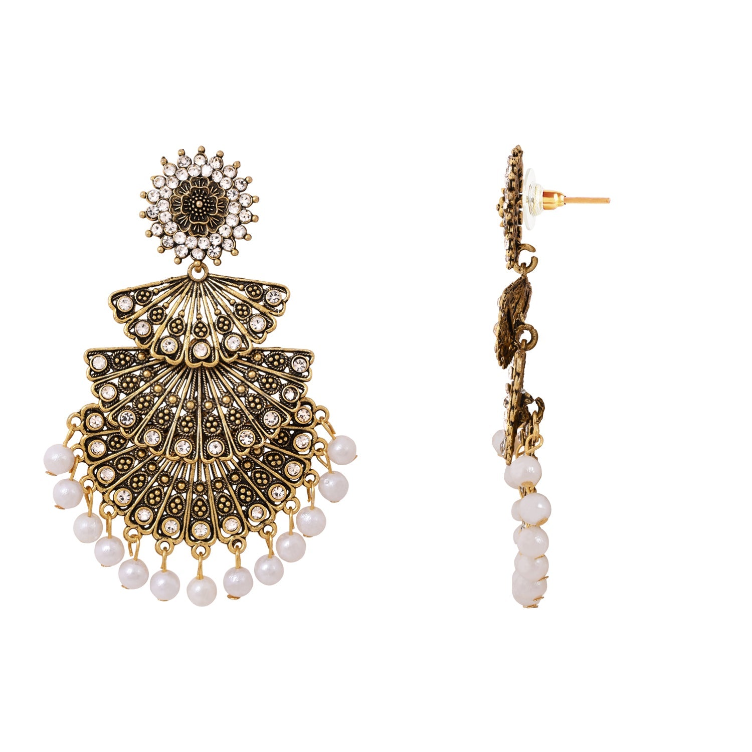 Etnico Gold Plated Kundan Traditional Designer chandbalis Earrings for Women