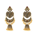 Etnico Gold Plated Traditional Style Jhumka with Ghungroo Earrings For Women