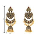 Etnico Gold Plated Traditional Style Jhumka with Ghungroo Earrings For Women