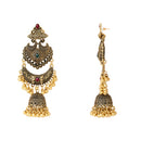 Etnico Gold Plated Traditional Style Jhumka with Ghungroo Earrings For Women