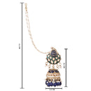 Etnico Gold Plated Traditional Meenakari Jhumka with Ear chain For Women