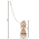 Etnico Gold Plated Traditional Kundan & Pearl Jhumka Earrings With Earchain For Women