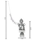 Etnico Silver Plated Traditional Jhumka Motif Oxidised Earring With Ear Chain for Women