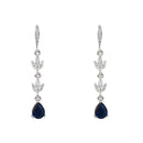 Etnico Silver Plated Cubic Zirconia American Diamond Drop Earrings for Women (Silver blue)