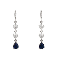 Etnico Silver Plated Cubic Zirconia American Diamond Drop Earrings for Women (Silver blue)