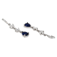 Etnico Silver Plated Cubic Zirconia American Diamond Drop Earrings for Women (Silver blue)