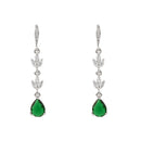 Etnico Silver Plated Cubic Zirconia American Diamond Drop Earrings for Women (Silver green)