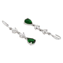 Etnico Silver Plated Cubic Zirconia American Diamond Drop Earrings for Women (Silver green)