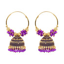 Etnico Gold Plated Traditional Handcrafted Beaded Jhumka Hoop Earrings for Women
