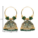 Etnico Gold Plated Handcrafted Floral Beaded Jhumka Hoop Earrings for Women