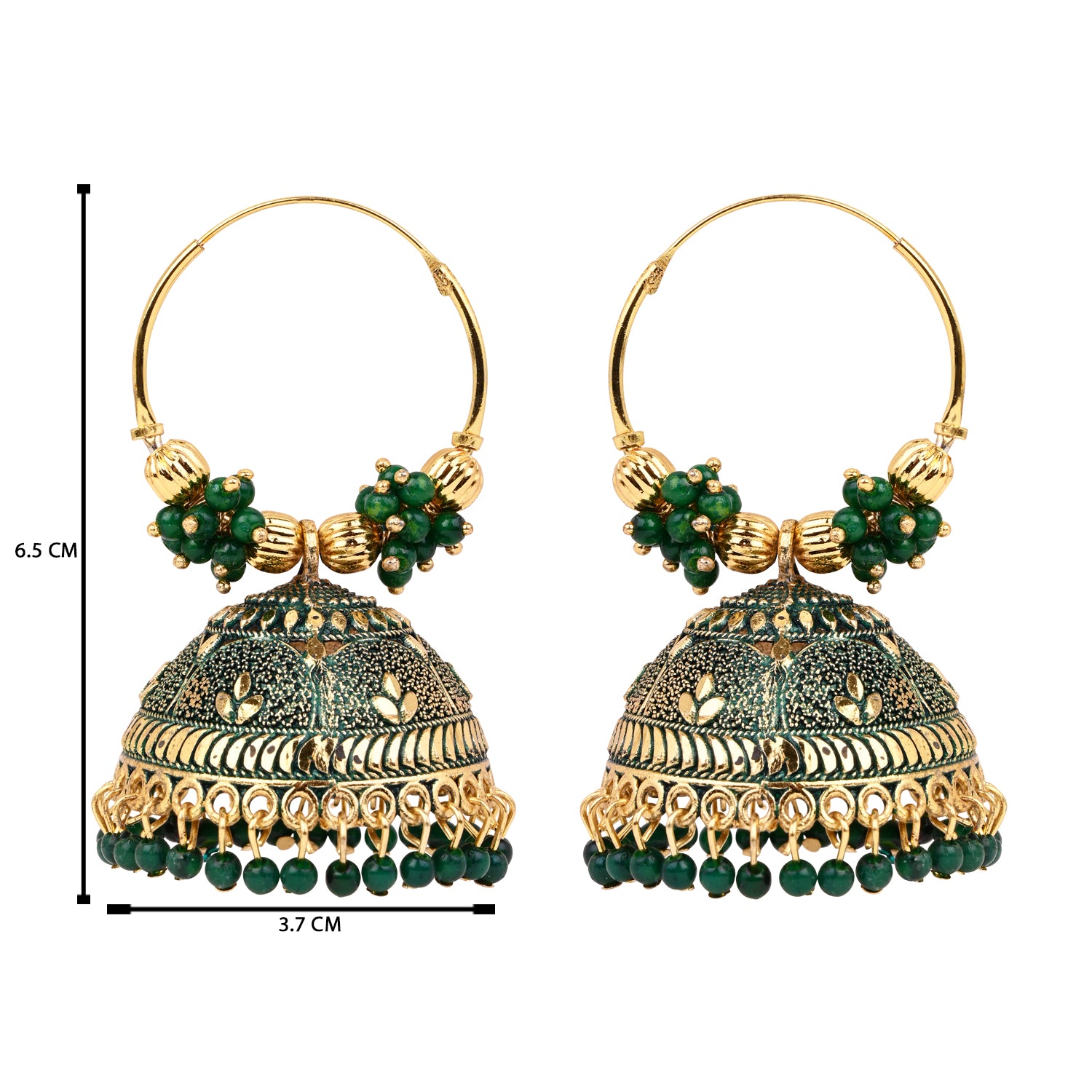 Etnico Gold Plated Handcrafted Floral Beaded Jhumka Hoop Earrings for Women