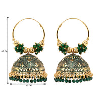 Etnico Gold Plated Handcrafted Floral Beaded Jhumka Hoop Earrings for Women