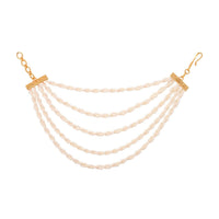 Etnico Gold Plated Traditional Pearl Multi Layered Ear Chain For Women