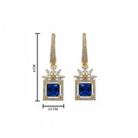 Etnico Gold Plated American Diamond Cubic Zirconia Drop Earrings