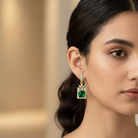Etnico Gold Plated American Diamond Cubic Zirconia Drop Earrings 