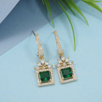 Etnico Gold Plated American Diamond Cubic Zirconia Drop Earrings