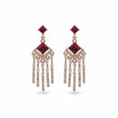 Etnico Rose Gold Plated American Diamond Cubic Zirconia Dangler Earrings