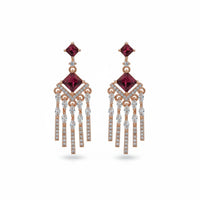 Etnico Rose Gold Plated American Diamond Cubic Zirconia Dangler Earrings