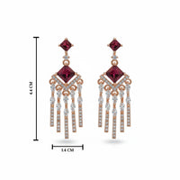 Etnico Rose Gold Plated American Diamond Cubic Zirconia Dangler Earrings