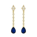 Etnico Gold Plated American Diamond Cubic Zirconia Linear Drop Dangler Earrings