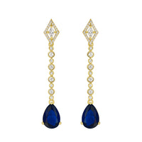 Etnico Gold Plated American Diamond Cubic Zirconia Linear Drop Dangler Earrings
