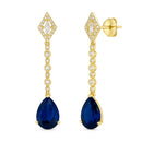 Etnico Gold Plated American Diamond Cubic Zirconia Linear Drop Dangler Earrings