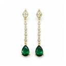 Etnico Gold Plated American Diamond Cubic Zirconia Linear Drop Dangler Earrings