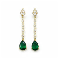 Etnico Gold Plated American Diamond Cubic Zirconia Linear Drop Dangler Earrings