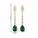 Etnico Gold Plated American Diamond Cubic Zirconia Linear Drop Dangler Earrings
