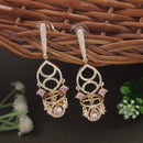 Etnico Gold Plated American Diamond Cubic Zirconia Statement Dangler Earrings