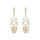 Etnico Gold Plated American Diamond Cubic Zirconia Statement Dangler Earrings