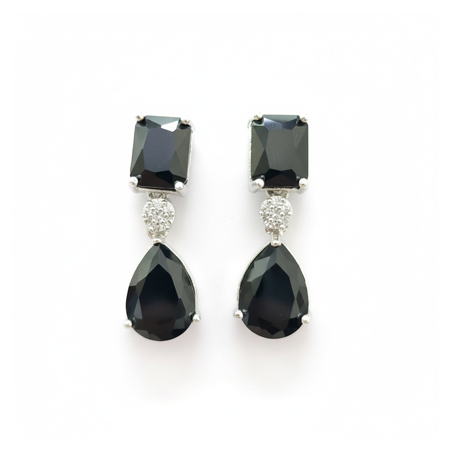 Etnico Silver Plated Designer American Diamond Earrings for Women