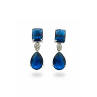 Etnico Silver Plated Designer American Diamond Earrings for Women