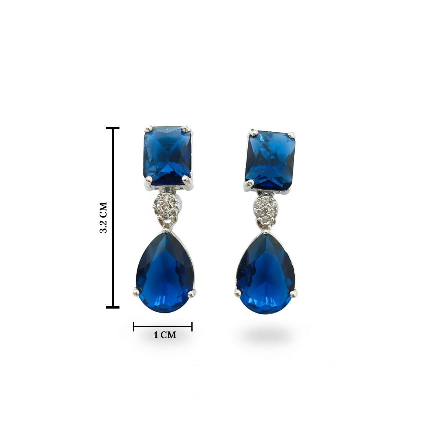 Etnico Silver Plated Designer American Diamond Earrings for Women