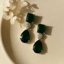Etnico Silver Plated Designer American Diamond Earrings for Women