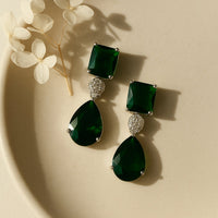 Etnico Silver Plated Designer American Diamond Earrings for Women