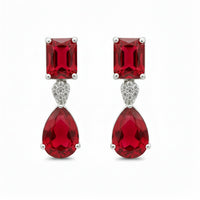 Etnico Silver Plated Designer American Diamond Earrings for Women