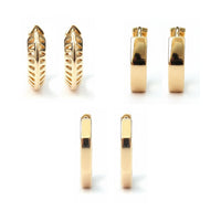 Etnico Pack of 3 Gold Plated Fashion Stylish Geometric Hoop Earrings for Women