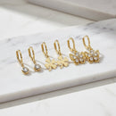 Etnico Gold Plated Fashion Stylish 3-Pair Drop Earrings Set for Women