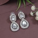 Etnico Silver Plated Traditional Stone & Beads Tear Drop Earrings For Women