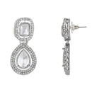 Etnico Silver Plated Traditional Stone & Beads Tear Drop Earrings For Women