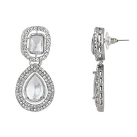 Etnico Silver Plated Traditional Stone & Beads Tear Drop Earrings For Women