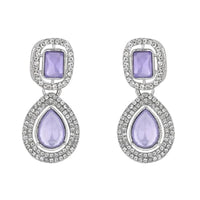 Etnico Silver Plated Traditional Stone & Beads Tear Drop Earrings For Women