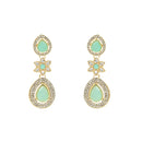 Etnico Silver Plated Traditional Stone & Beads Tear Drop Earrings For Women