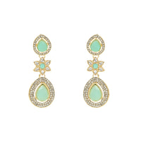 Etnico Silver Plated Traditional Stone & Beads Tear Drop Earrings For Women