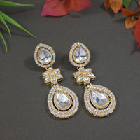 Etnico Gold Plated Traditional Stone & Beads Tear Drop Earrings For Women
