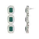 Etnico Silver Plated Traditional White Stone Drop Dangle Earrings For Women