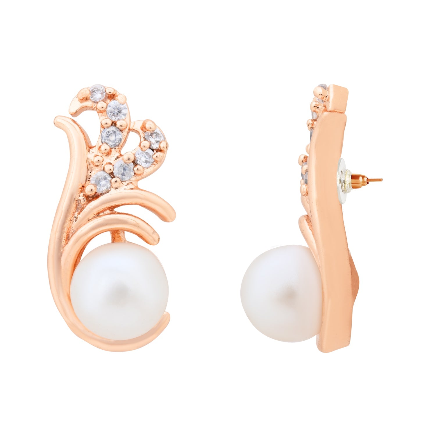 Etnico Rose Gold Plated Special Fashion Cubic Zirconia American Diamoand Stud Earrings For Women