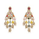Etnico Gold Plated Traditional Kundan and Mother of Pearl Jhumki Danglers Earrings for Women