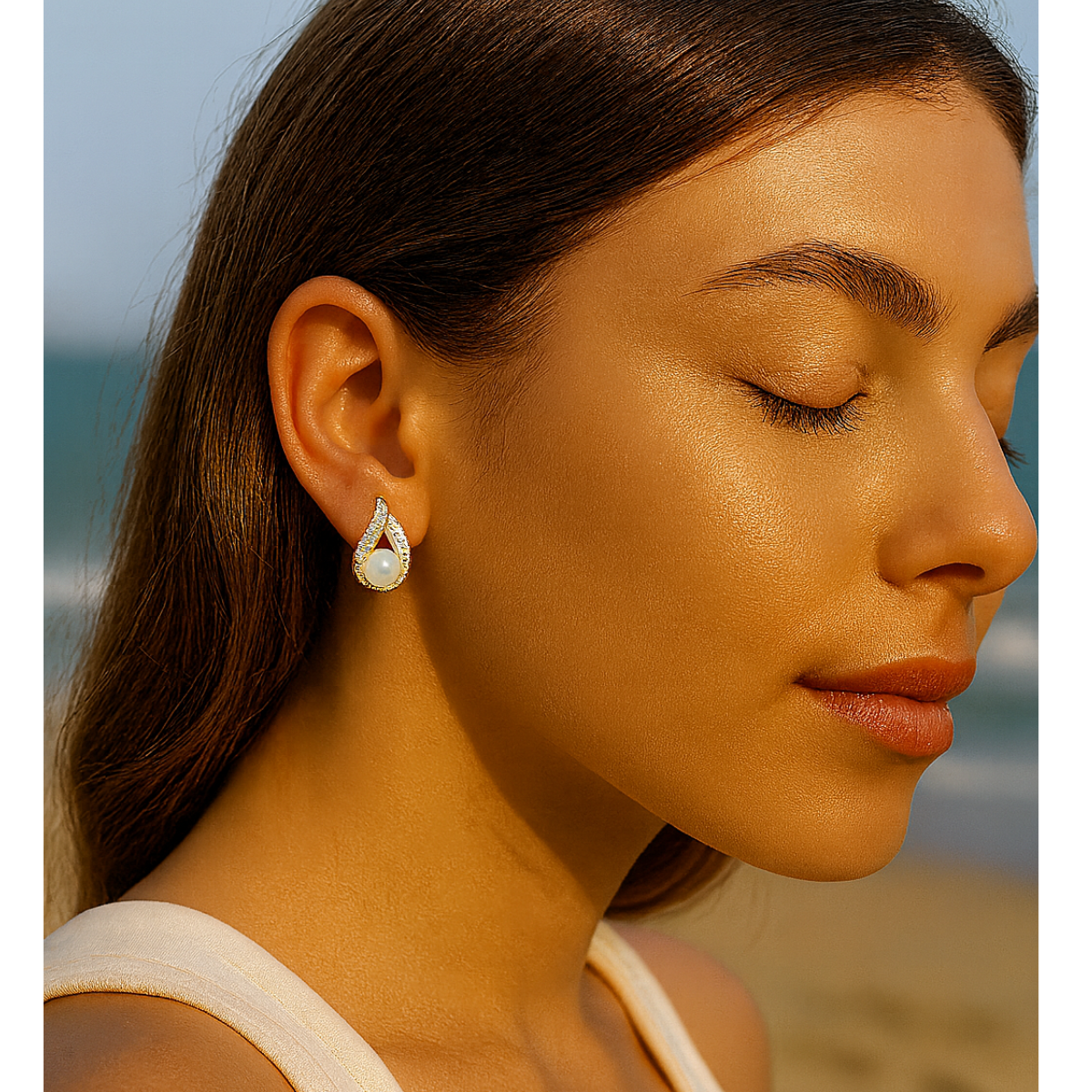 Etnico Rose Gold Plated Special Fashion Cubic Zirconia American Diamoand Stud Earrings For Women 